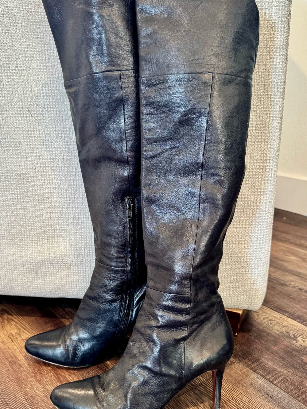 Vintage 90s/Y2K Coach Dalla Black Leather Over-the-Knee Stiletto Boots